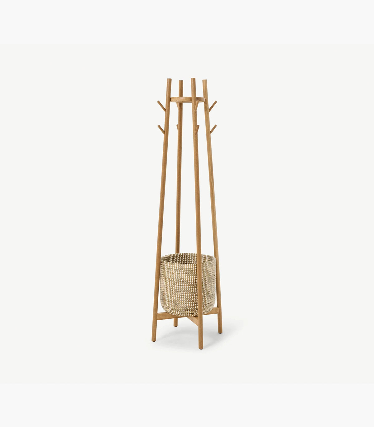 Manu Coat Stand with Natural Seagrass Basket
